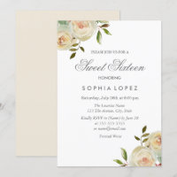 Vanilla White Cream Rose Elegant Sweet 16 Party