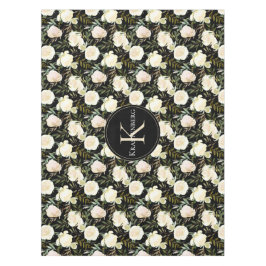 Vanilla White Roses Custom Monogram Tischdecke