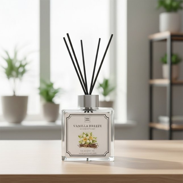 Vanille-Blüten-Duftdiffusor-Etikett Quadratischer Aufkleber (Von Creator hochgeladen)