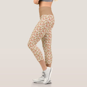 Vanille-Braun Paisley-Muster-High-Waisted-Caprihos Capri Leggings