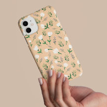 Vanille- und weißes Blumen-Handyhülle