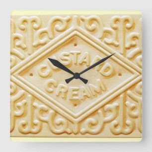 Vanillecreme-Retro-Keks-Uhr Quadratische Wanduhr