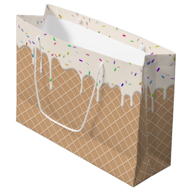 Vanilleeis-Schmelz-Party Große Geschenktüte (Vorderseite Schrägansicht)