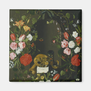 Vanitas noch Leben mit Blumen Magnet