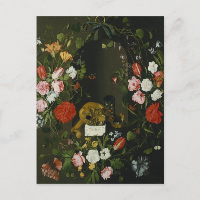Vanitas Still Life mit Blume Postkarte (Vorderseite)