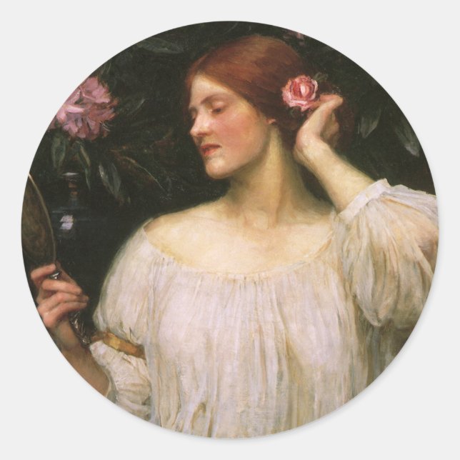 Vanity von John William Waterhouse Runder Aufkleber (Vorderseite)
