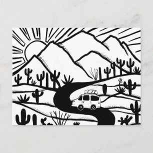 Vanlife Campervan Wüstengebirge RV Sunrise Postkarte