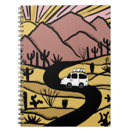 Vanlife Desert Road Trip Camping Notizblock
