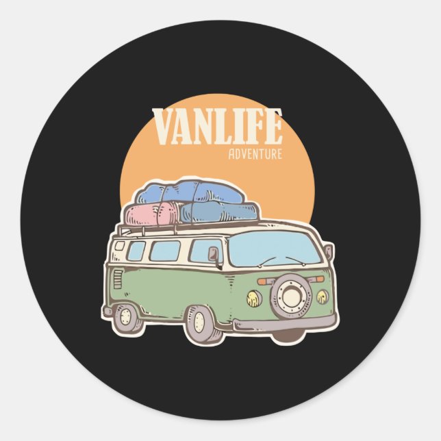 Vanlife Travel Runder Aufkleber (Vorderseite)
