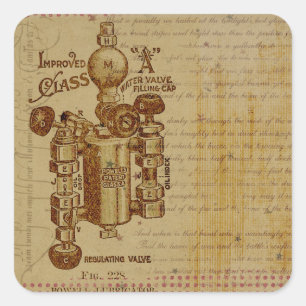 Vanne d'eau Steampunk Plan Stickers Sepia
