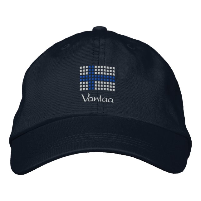 Vantaa hattu - Finnischer FlaggenHat Bestickte Kappe (Vorderseite)