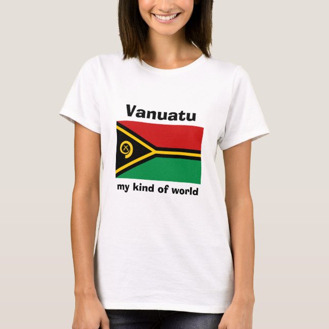 Vanuatu Flag + Karte + Text-T - Shirt (Vorderseite)