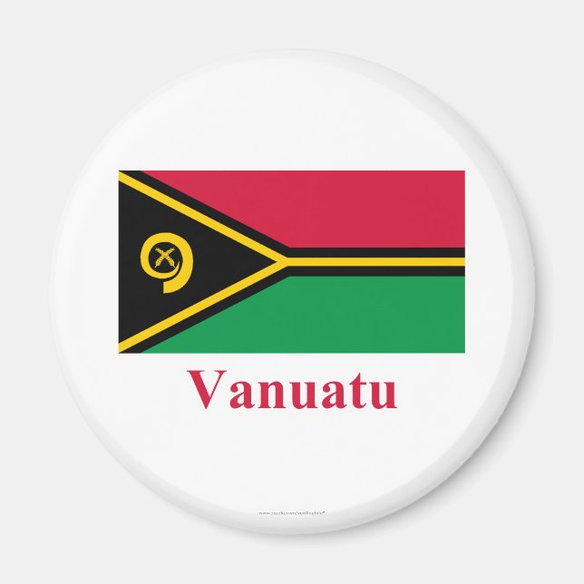 Vanuatu-Flagge mit Namen Magnet (Vorne)