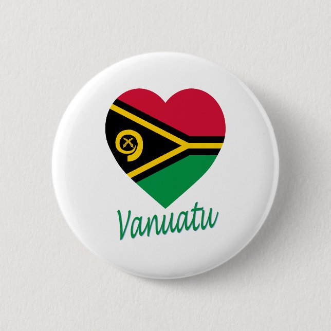 Vanuatu-Flaggen-Herz Button (Vorderseite)