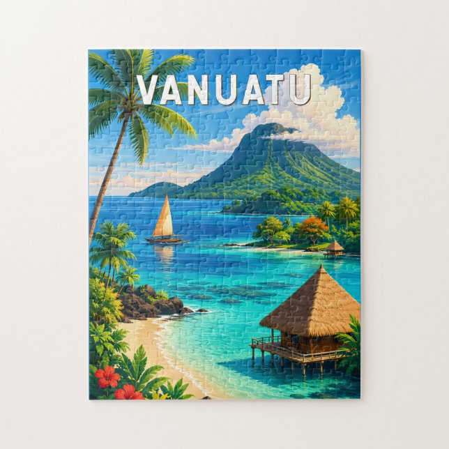 Vanuatu-Illustration Reise Kunst Vintage (Vertikal)