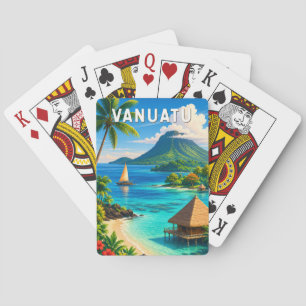 Vanuatu-Illustration Reise Kunst Vintage Spielkarten