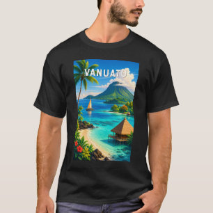Vanuatu-Illustration Reise Kunst Vintage T-Shirt