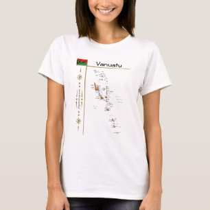 Vanuatu Karte + Flagge + Titel T-Shirt