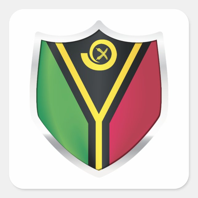 Vanuatu Silver Shield Flag Quadratischer Aufkleber (Vorderseite)