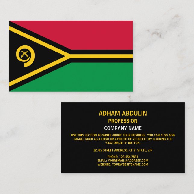Vanuatuanische Flagge, Flagge von Vanuatu Visitenkarte (Vorne/Hinten)