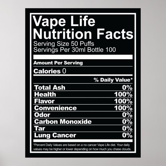 Vape Life Nutrition Fakten Poster (Vorne)