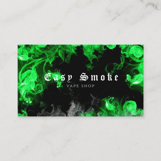 Vape Shop Black Green Business Card Visitenkarte (Vorderseite)
