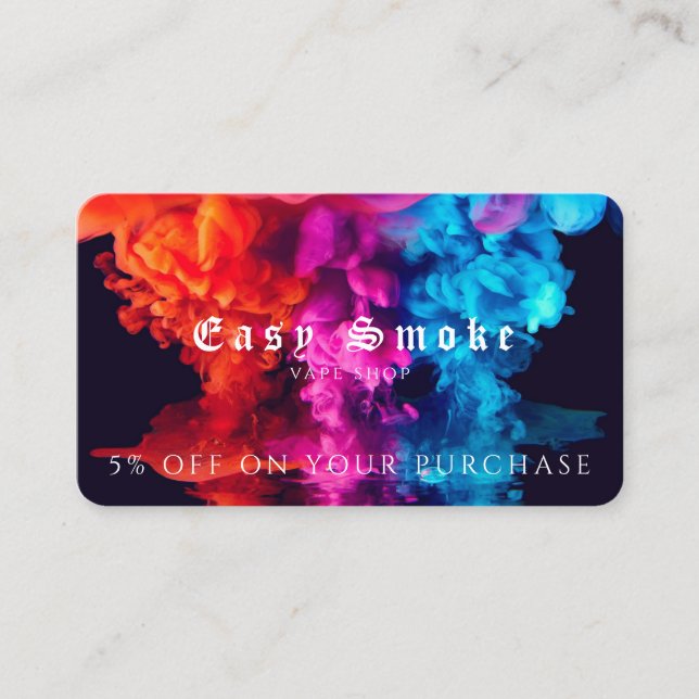Vape Shop Business Discount Card Visitenkarte (Vorderseite)