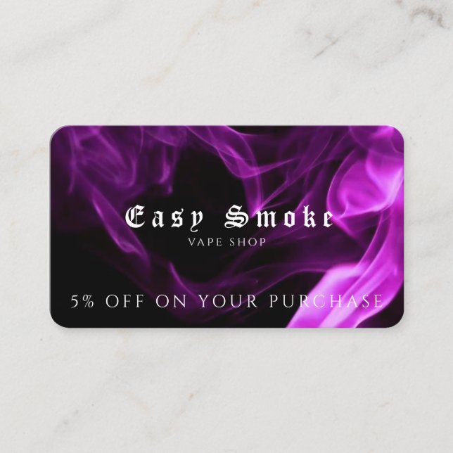 Vape Shop Business Discount Card Visitenkarte (Vorderseite)