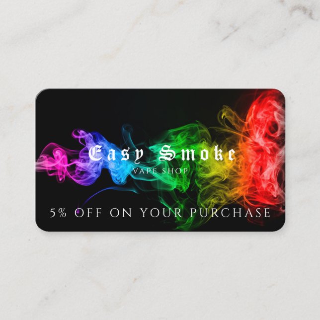 Vape Shop Business Discount Card Visitenkarte (Vorderseite)