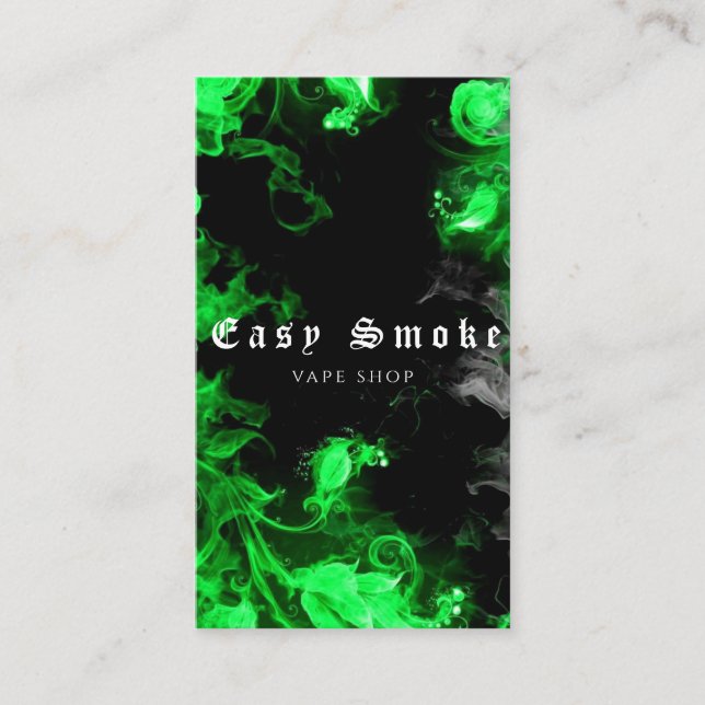 Vape Shop Green Black Smoke Carte de visite (Devant)