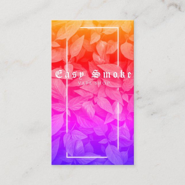 Vape Shop Green Rainbow Leafs Smoke Business Card Visitenkarte (Vorderseite)