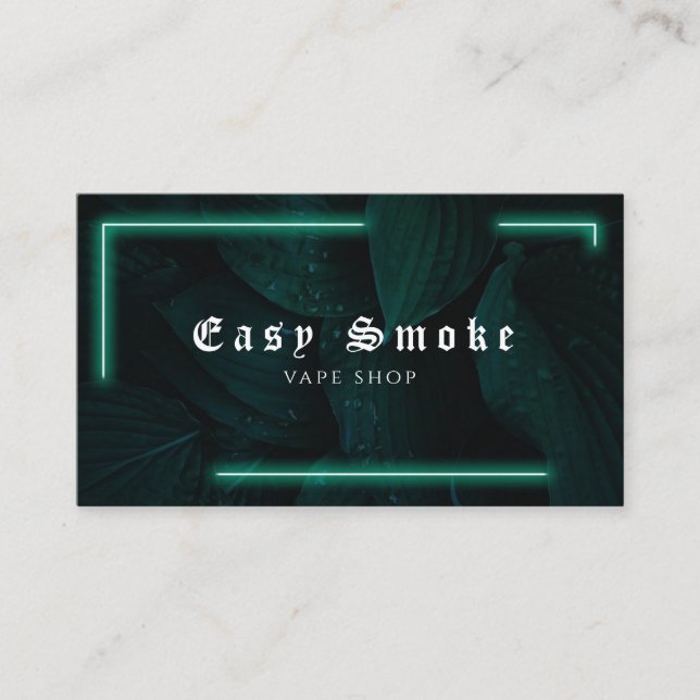 Vape Shop Neon Green Leaf Carte de visite (Devant)