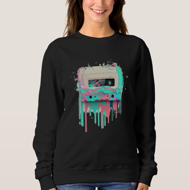Vaperwave Aesthetic Glitch Cassette Tape Retrowave Sweatshirt (Vorderseite)