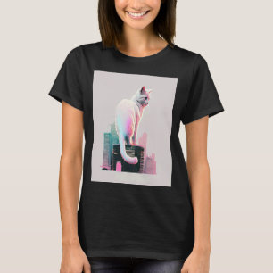 Vaperwave Aesthetic Glitch Cat Retrowave Synthwave T-Shirt