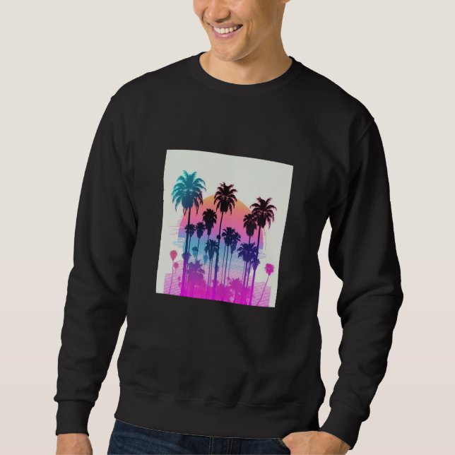 Vaperwave Aesthetic Glitch Palm Retrowave Synthwav Sweatshirt (Vorderseite)