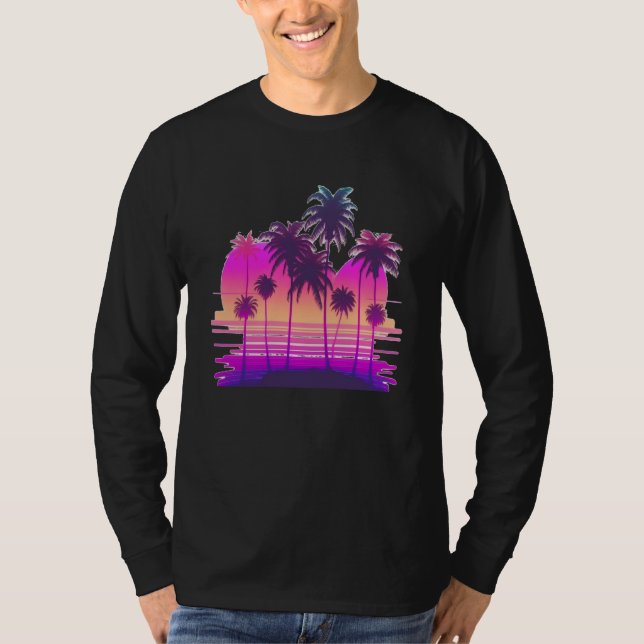 Vaperwave Aesthetic Glitch Palm Retrowave Synthwav T-Shirt (Vorderseite)