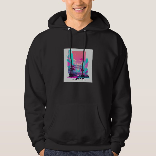 Vaperwave Aesthetic Glitch Retrowave Synthwave  11 Hoodie (Vorderseite)