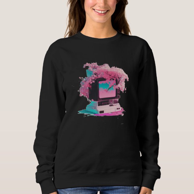Vaperwave Aesthetic Glitch Retrowave Synthwave  5 Sweatshirt (Vorderseite)