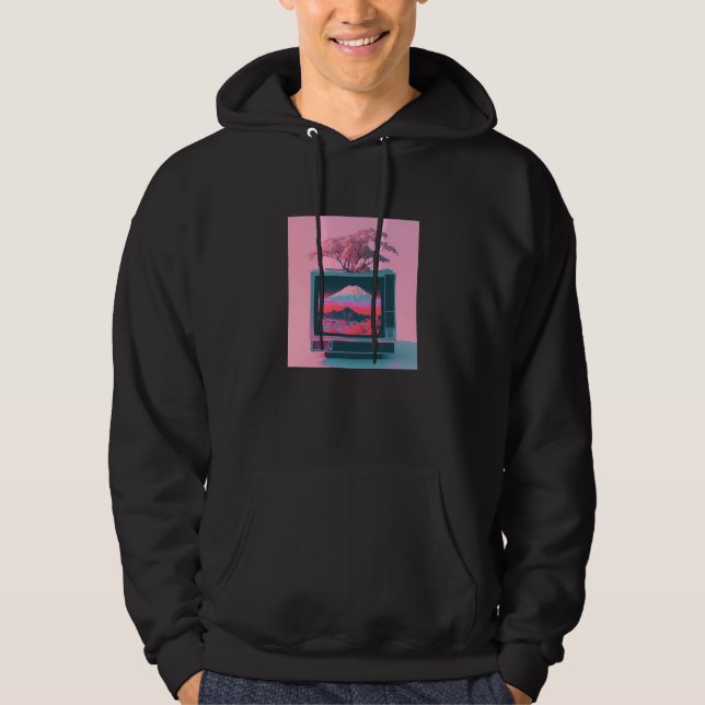 Vaperwave-Ästhetik-Glitch-Retrowave-Synthwave 4 Hoodie (Vorderseite)