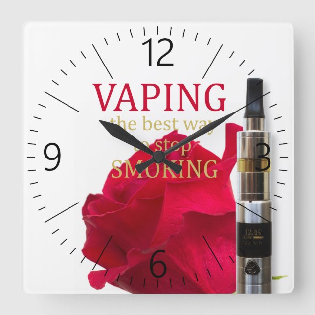 Vaping is the best way to stop smoking quadratische wanduhr (Vorderseite)