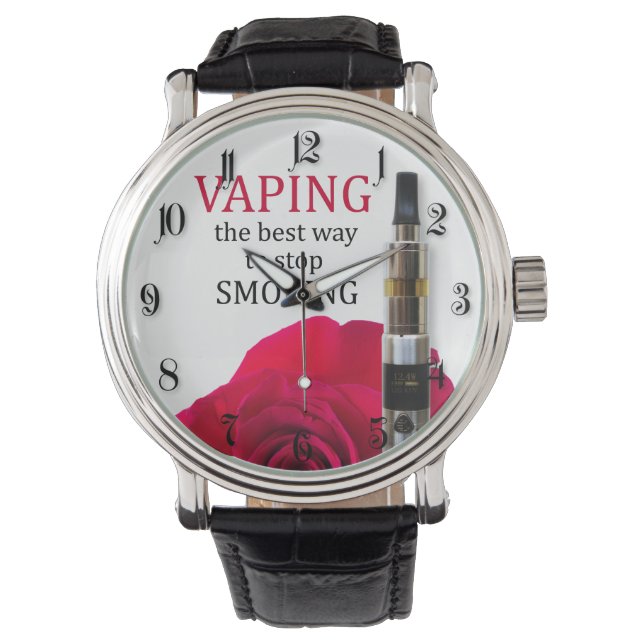 Vaping und Rose Blume Armbanduhr (Vorderseite)