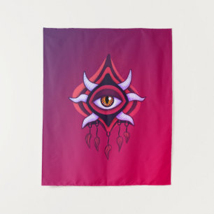 Vaporware Dämonenauge - farbenfroh gotisch Wandteppich
