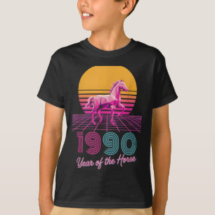 Vaporwave 1990 Jahr des Pferdes Lunar Rider Zodia T-Shirt