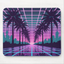 Vaporwave 80er Neon Grid Synthwave Art Poster Mousepad