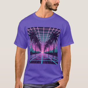 Vaporwave 80er Neon Grid Synthwave Art Poster T-Shirt