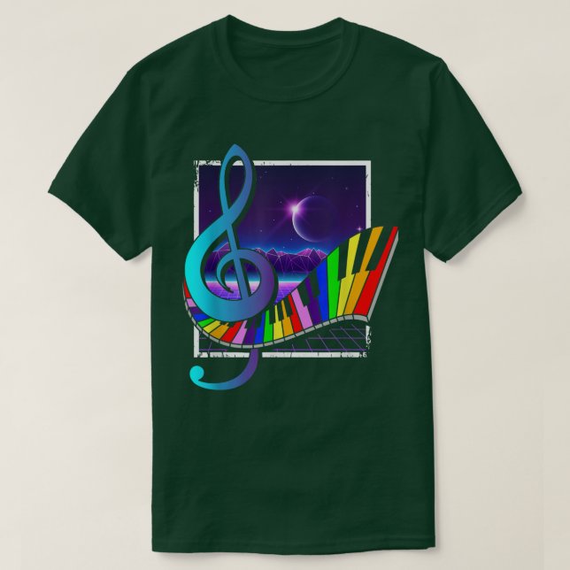 Vaporwave 90er Music Synthwave Farbige Tastatur T T-Shirt (Design vorne)