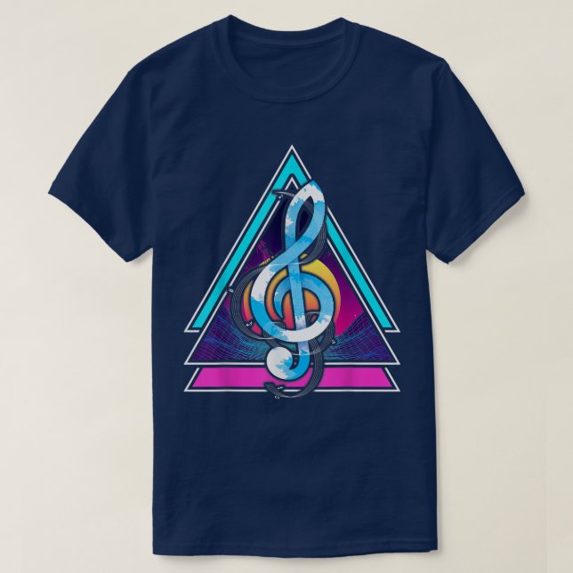 Vaporwave 90s Art Music Lover Synthwave Treble Cle T-Shirt (Design vorne)