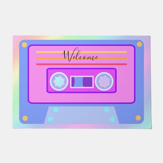 Vaporwave Aesthetic Rainbow 90s Audio Cassette Fußmatte (Vorderseite)