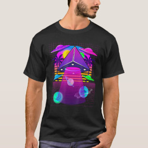Vaporwave Ägyptische Pyramide Ufo Saucer Außerirdi T-Shirt