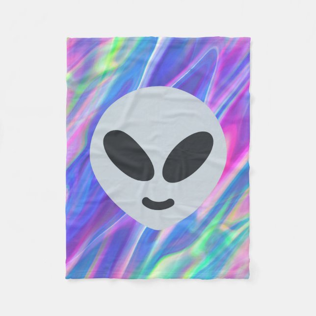 Vaporwave-Alien-Emoji Fleecedecke (Vorderseite)